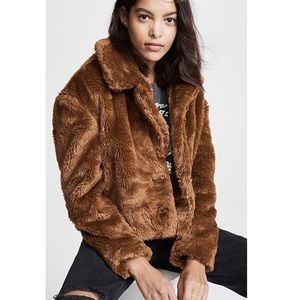 Free people Mena faux fur coat brown jacket
